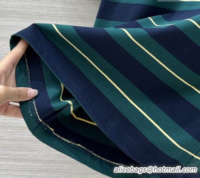 New Product Miu Miu Striped Cotton T-Shirt 30014 Green 2025