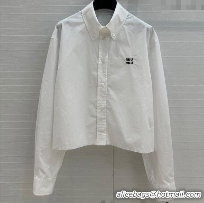 Traditional Discount Miu Miu Cotton Shirt 30068 White 2025
