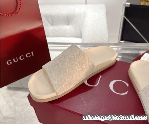 Perfect Gucci GG Suede Flat Slides Sandal with Wide Strap Beige 2025 834941