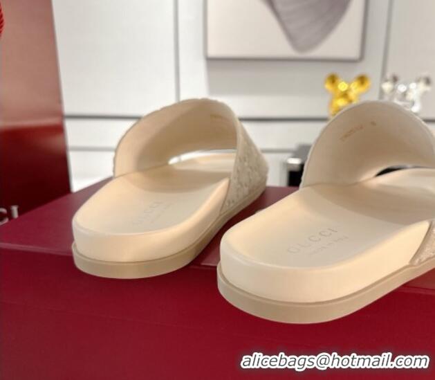 Perfect Gucci GG Suede Flat Slides Sandal with Wide Strap Beige 2025 834941
