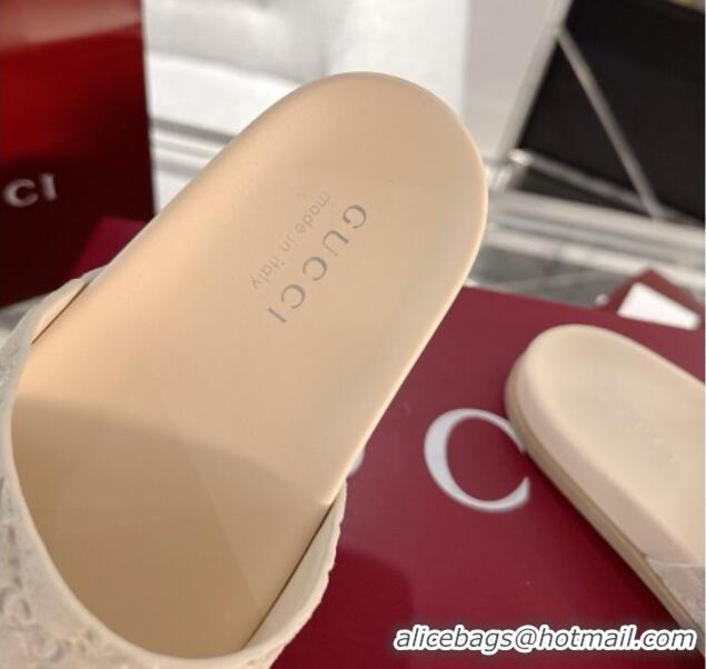 Perfect Gucci GG Suede Flat Slides Sandal with Wide Strap Beige 2025 834941