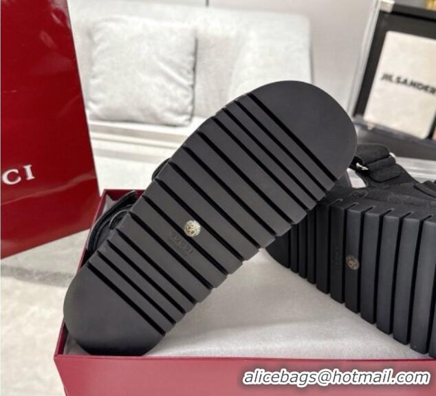 Good Looking Gucci GG Canvas Strap Sandals with Double G Black 2025 816630