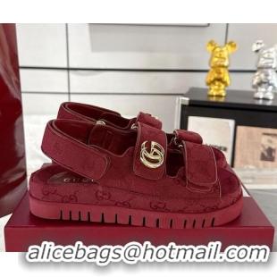 Most Popular Gucci GG Canvas Strap Sandals with Double G Red 2025 816630