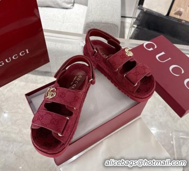 Most Popular Gucci GG Canvas Strap Sandals with Double G Red 2025 816630