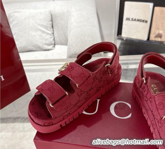 Most Popular Gucci GG Canvas Strap Sandals with Double G Red 2025 816630