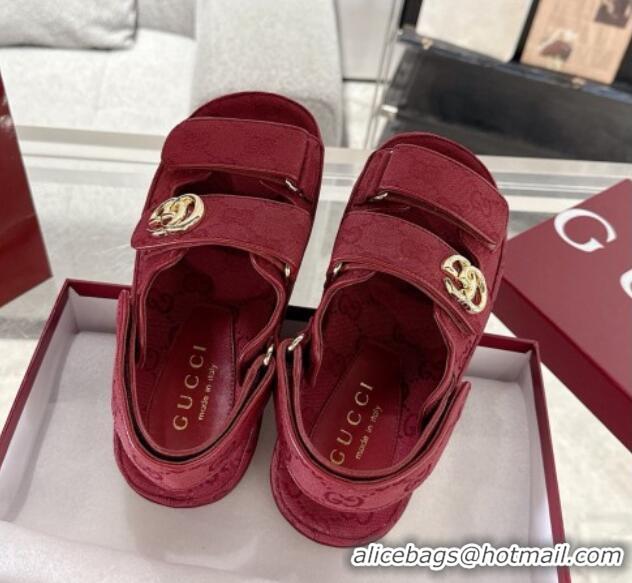 Most Popular Gucci GG Canvas Strap Sandals with Double G Red 2025 816630