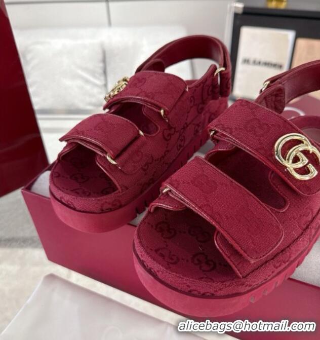 Most Popular Gucci GG Canvas Strap Sandals with Double G Red 2025 816630