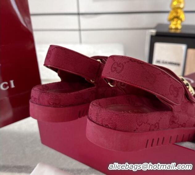 Most Popular Gucci GG Canvas Strap Sandals with Double G Red 2025 816630