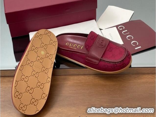 Best Grade Gucci GG Canvas Flat Mules with Double G Red 817468