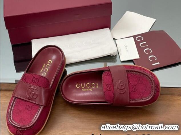 Best Grade Gucci GG Canvas Flat Mules with Double G Red 817468
