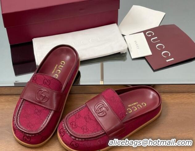 Best Grade Gucci GG Canvas Flat Mules with Double G Red 817468