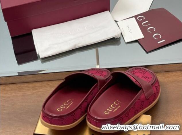 Best Grade Gucci GG Canvas Flat Mules with Double G Red 817468