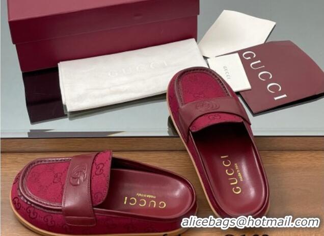 Best Grade Gucci GG Canvas Flat Mules with Double G Red 817468