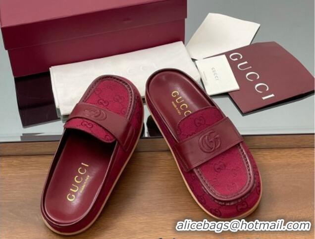 Best Grade Gucci GG Canvas Flat Mules with Double G Red 817468