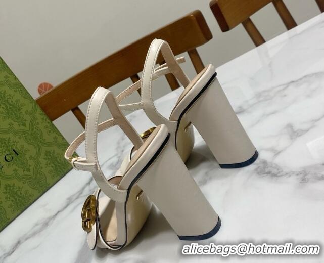 Purchase Gucci Leather Wave Heel Sandals 10cm White 2025 GG042304