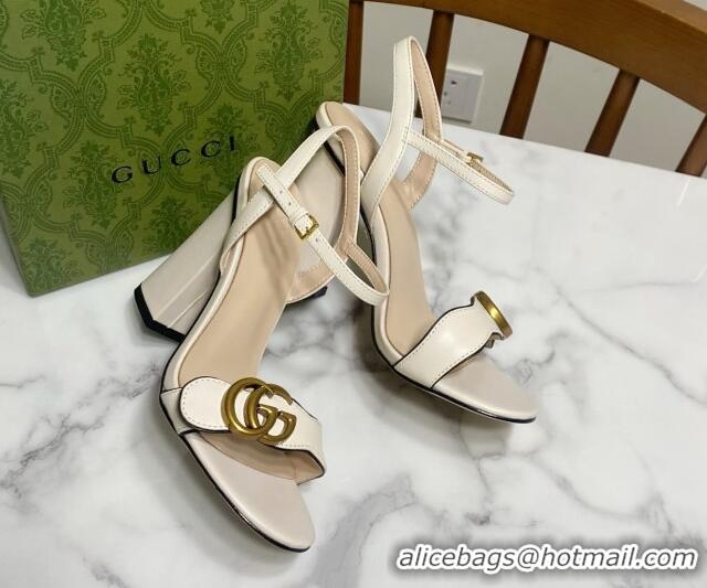 Purchase Gucci Leather Wave Heel Sandals 10cm White 2025 GG042304