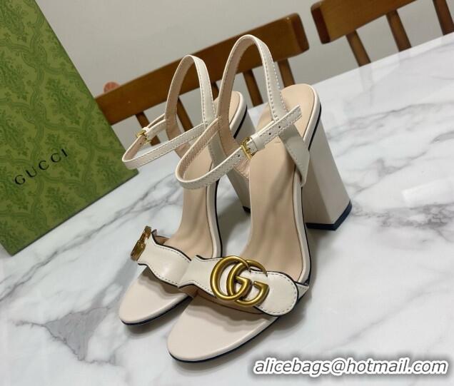 Purchase Gucci Leather Wave Heel Sandals 10cm White 2025 GG042304