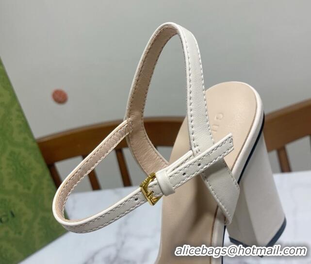 Purchase Gucci Leather Wave Heel Sandals 10cm White 2025 GG042304