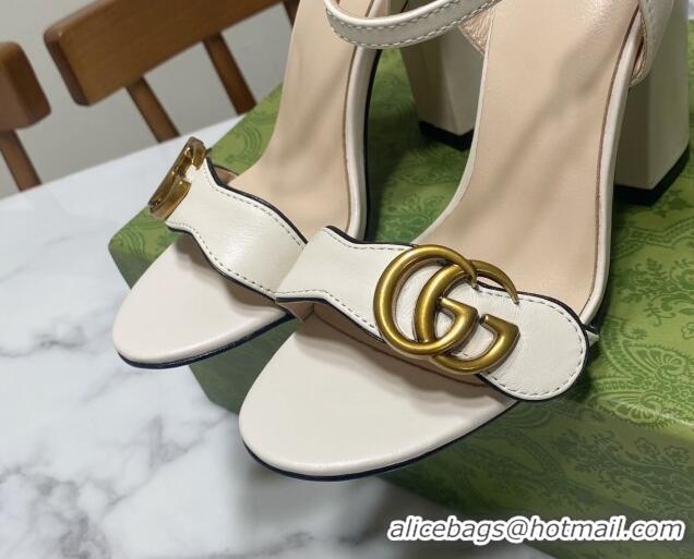 Purchase Gucci Leather Wave Heel Sandals 10cm White 2025 GG042304