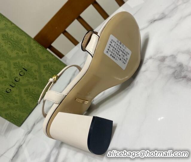 Purchase Gucci Leather Wave Heel Sandals 10cm White 2025 GG042304