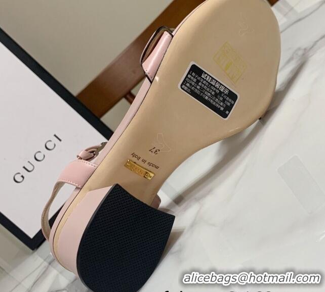 Luxury Gucci Leather Wave Heel Sandals 7cm Light Pink 2025 GG042304