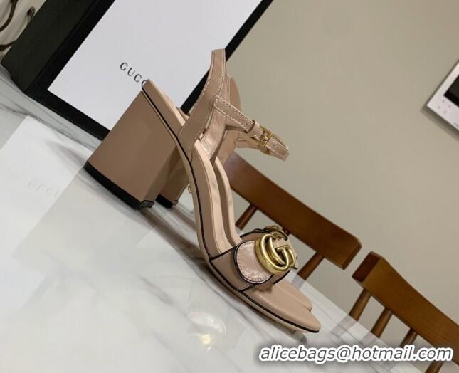 Sophisticated Gucci Leather Wave Heel Sandals 7cm Beige 2025 GG042304