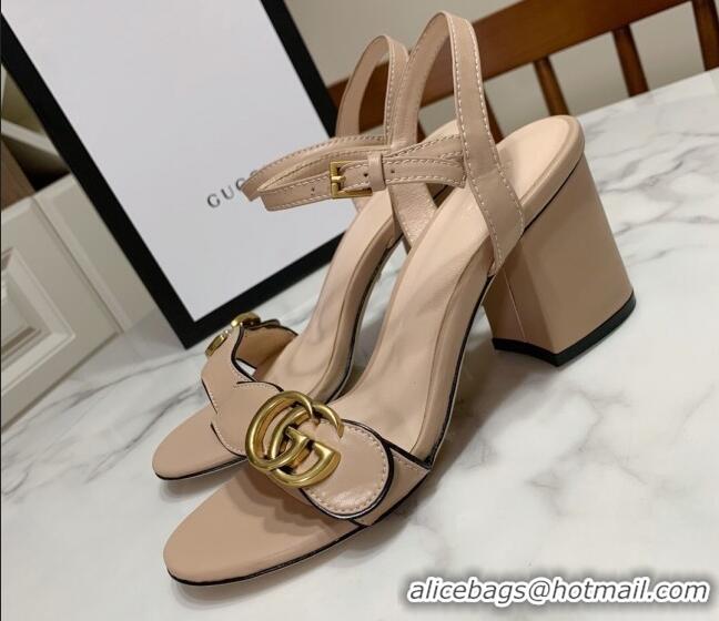 Sophisticated Gucci Leather Wave Heel Sandals 7cm Beige 2025 GG042304