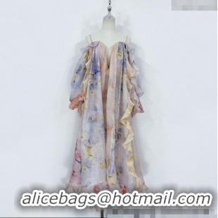 Top Design Zimmermann Linen Blend Dress 0410 Purple 2025