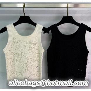 Market Sells Valentino Wool Crochet Vest 0410 White/Black 2025