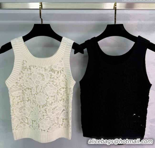 Market Sells Valentino Wool Crochet Vest 0410 White/Black 2025