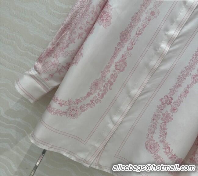 Traditional Discount Hermes Brides de Gala en Fleurs Silk Shirt 11017 Pink 2025