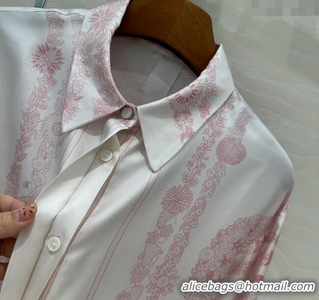 Traditional Discount Hermes Brides de Gala en Fleurs Silk Shirt 11017 Pink 2025