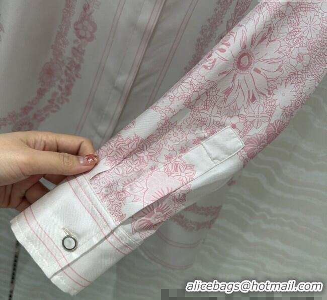 Traditional Discount Hermes Brides de Gala en Fleurs Silk Shirt 11017 Pink 2025