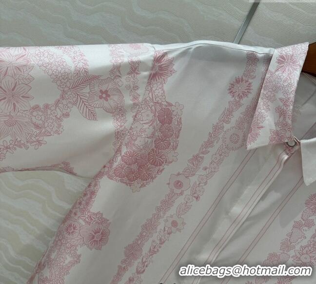 Traditional Discount Hermes Brides de Gala en Fleurs Silk Shirt 11017 Pink 2025