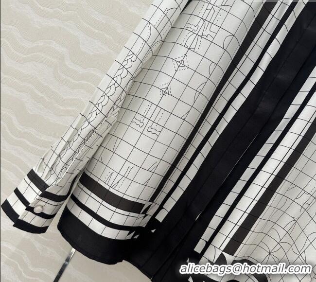 Inexpensive Hermes Coaching Deja Vu Silk Shirt 30047 White/Black 2025