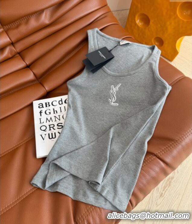 Super Quality Saint Laurent Cotton Vest Y0214 Grey 2025