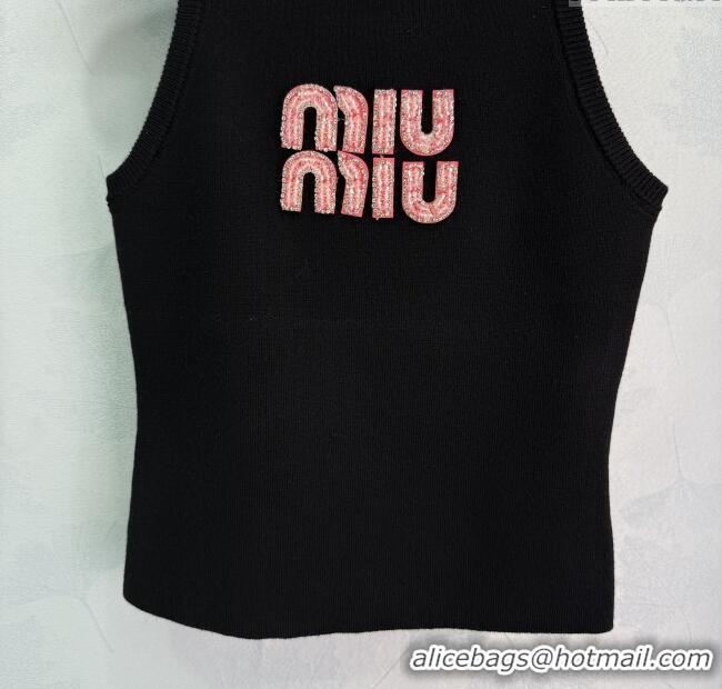 Market Sells Miu Miu Cotton Vest with Pink Beads Logo 0116 White/Black 2025
