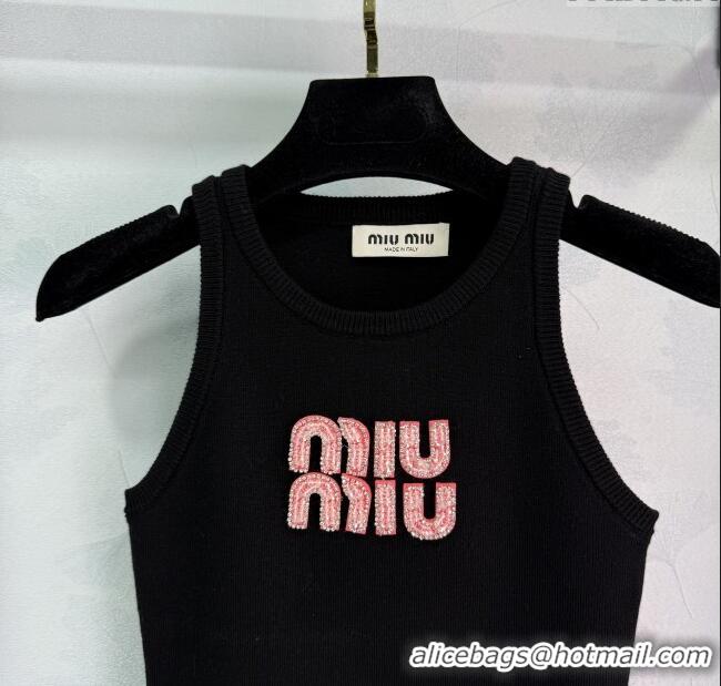 Market Sells Miu Miu Cotton Vest with Pink Beads Logo 0116 White/Black 2025