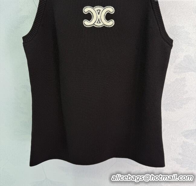 Super Quality Celine Cashmere Vest with Fringe 1031 White/Black 2025