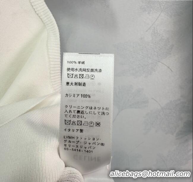 Super Quality Celine Cashmere Vest with Fringe 1031 White/Black 2025