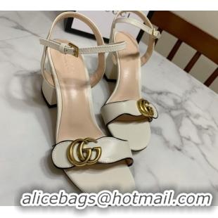Perfect Gucci Leather Wave Heel Sandals 7cm White 2025 GG042304