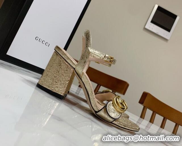 Sumptuous Gucci Leather Wave Heel Sandals 7cm Gold 2025 GG042304