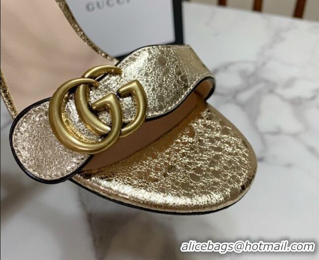Sumptuous Gucci Leather Wave Heel Sandals 7cm Gold 2025 GG042304