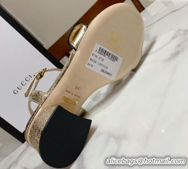 Sumptuous Gucci Leather Wave Heel Sandals 7cm Gold 2025 GG042304
