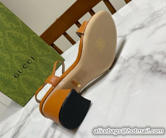 Buy Luxury Gucci Leather Wave Heel Sandals 7cm Brown 2025 GG042304
