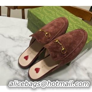 Most Popular Gucci Princetown Suede Flat Slippers Dark Brown 2025 557730