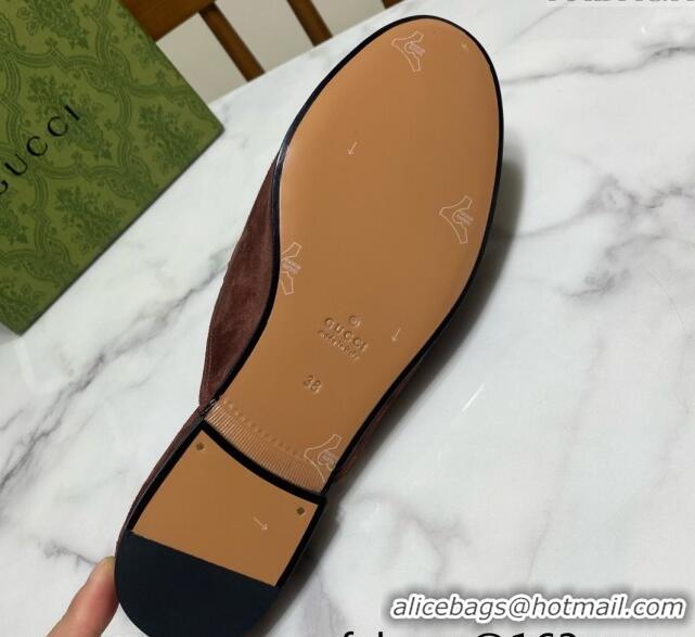 Most Popular Gucci Princetown Suede Flat Slippers Dark Brown 2025 557730