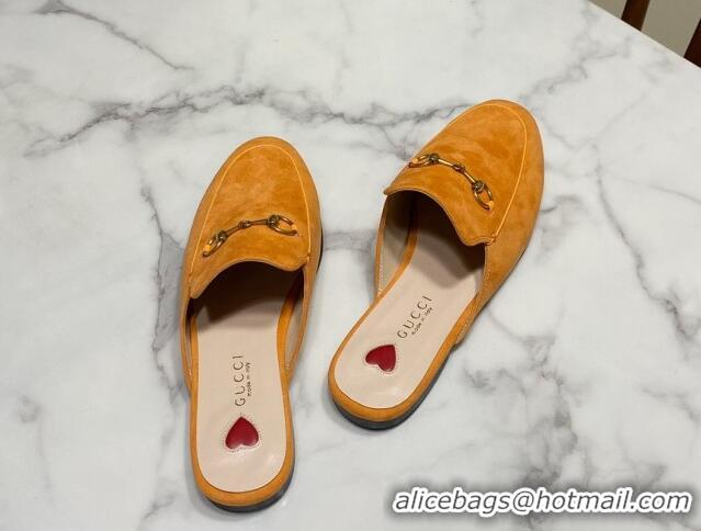 Unique Style Gucci Princetown Suede Flat Slippers Yellow 2025 557730