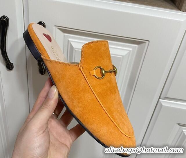 Unique Style Gucci Princetown Suede Flat Slippers Yellow 2025 557730