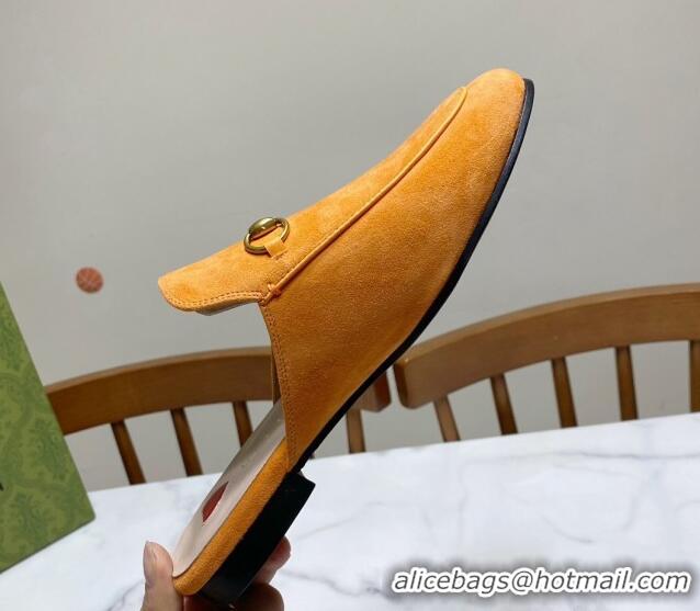 Unique Style Gucci Princetown Suede Flat Slippers Yellow 2025 557730